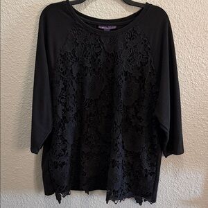 Roaman’s Lace Black Women's Top - size 22/24
